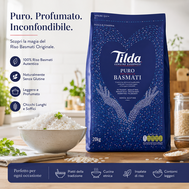 Tilda Pure Original Basmati Rice 20kg – Riso Basmati Premium a Chicco Lungo