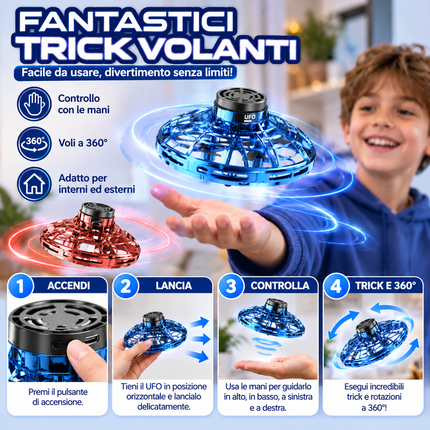 UFO Disk – Disco volante luminoso con effetto boomerang