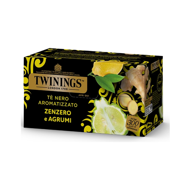 Twinings Tè Nero Aromatizzato Zenzero e Agrumi – 25 Filtri Sigillati 50 g