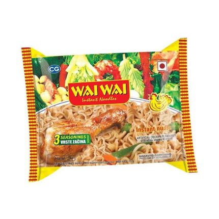 Wai Wai Instant Noodles Chicken Flavor 75 g - Instant Noodles with Chicken Flavor and 3 Seasonings
