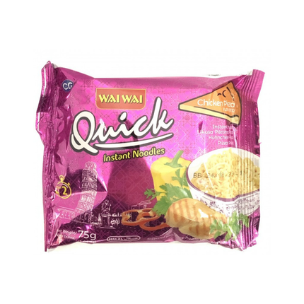 Wai Wai Quick Instant Noodles Chicken Pizza Flavour – Noodles Istantanei Gusto Pollo e Pizza 75 g