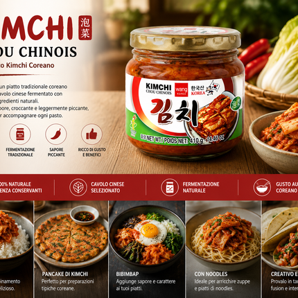 Wang Korea Kimchi Cavolo Cinese Fermentato Piccante 410 g