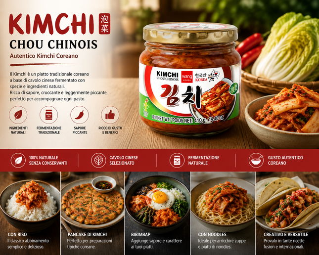 Wang Korea Kimchi Cavolo Cinese Fermentato Piccante 410 g