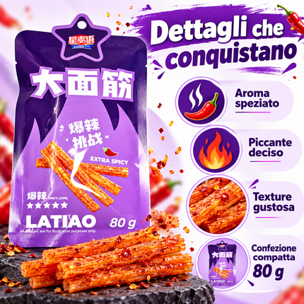 Xing Mai Yu Latiao Extra Piccante – Snack di Seitan Speziato 80 g
