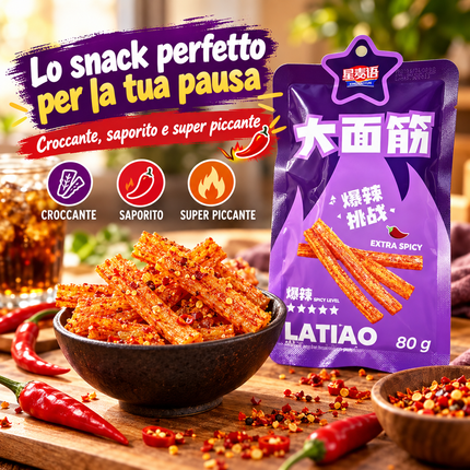 Xing Mai Yu Latiao Extra Piccante – Snack di Seitan Speziato 80 g