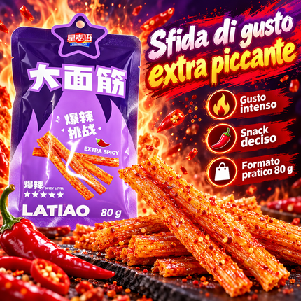 Xing Mai Yu Latiao Extra Piccante – Snack di Seitan Speziato 80 g