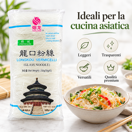 Yanlong Longkou Vermicelli Premium – Noodles di vetro 250 g (5 × 50 g)