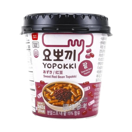 Yopokki Sweet Red Bean Topokki Cup 120 g – Tteokbokki Coreano ai Fagioli Rossi Dolci