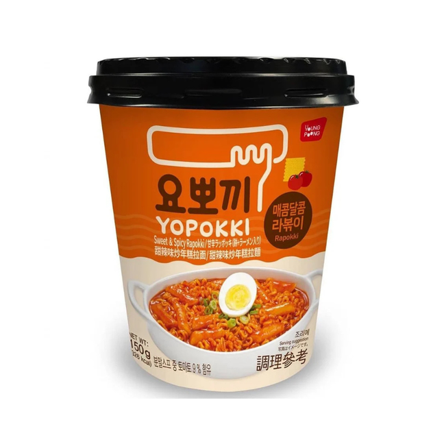 Yopokki Sweet & Spicy Rapokki Cup – Koreanische Reisgnocchi und Nudeln 150 g