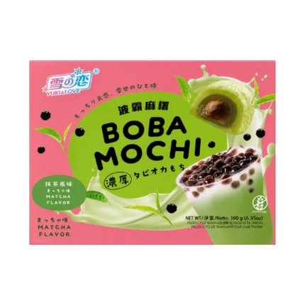 Yuki Love Boba Mochi Matcha Flavor 180g – Mochi Ripieni al Tè Verde Matcha con Perle di Tapioca