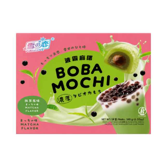 Yuki Love Boba Mochi Matcha Geschmack 180g – Mit Tapiokaperlen gefüllte Matcha-Grüntee-Mochis