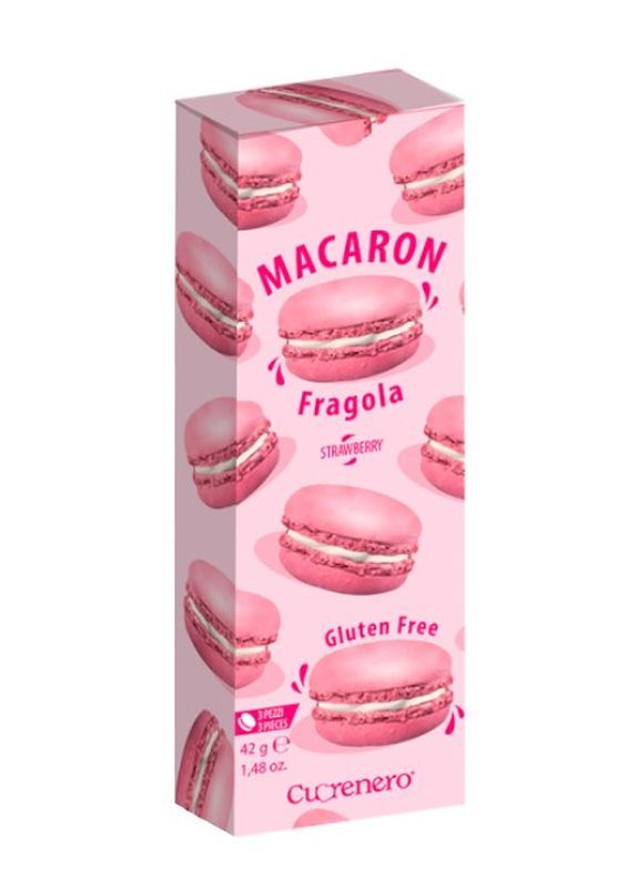 Macaron alla Fragola Senza Glutine – 3 pezzi (42g) | Dessert Francese dal Gusto Fruttato