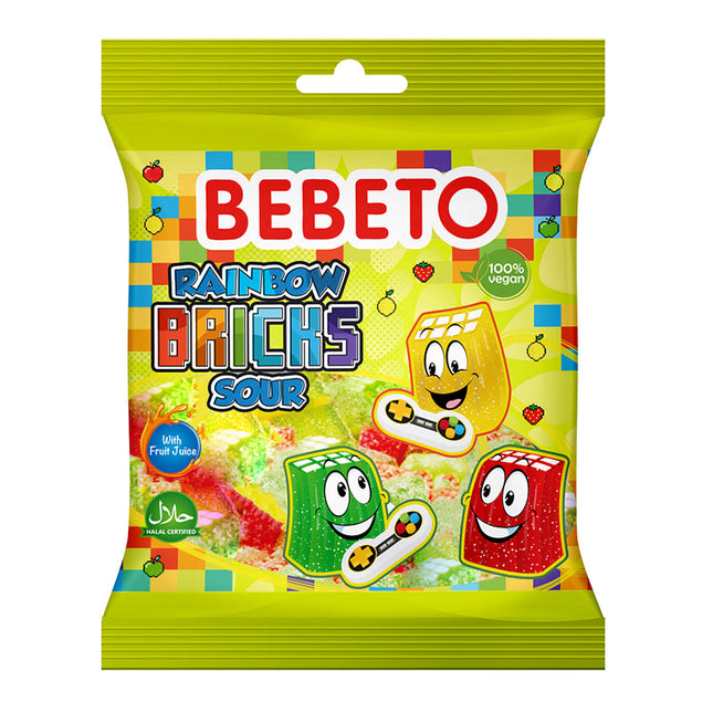 Bebeto Rainbow Bricks – Caramelle Gommose Acide 80 g
