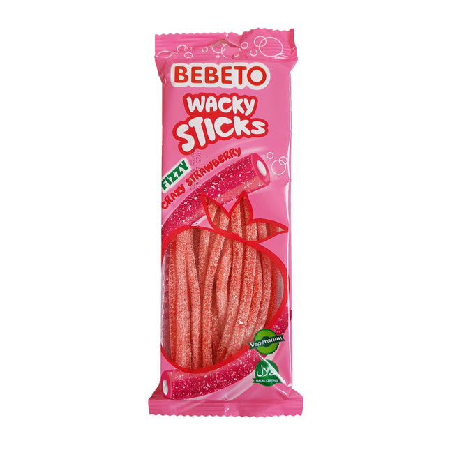 Bebeto Wacky Sticks Strawberry – Bastoncini Gommosi Frizzanti 75 g