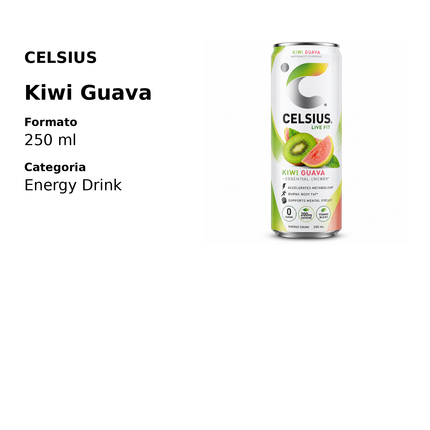 CELSIUS Kiwi Guava 250 ml - dettagli prodotto e formato