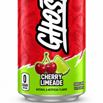 GHOST Energy Cherry Limeade Zero Sugar 500 ml - 口味特写