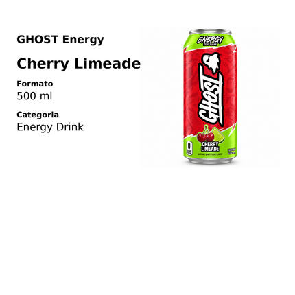 GHOST Energy Cherry Limeade Zero Sugar 500 ml - dettagli prodotto e formato