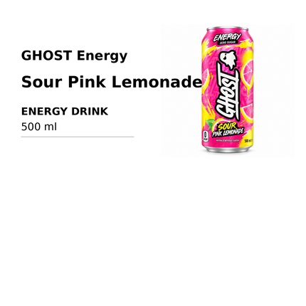 GHOST Energy Sour Pink Lemonade Zero Sugar 500 ml - 规格信息
