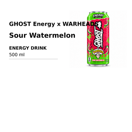GHOST Energy x WARHEADS Sour Watermelon Zero Sugar 500 ml - 规格信息