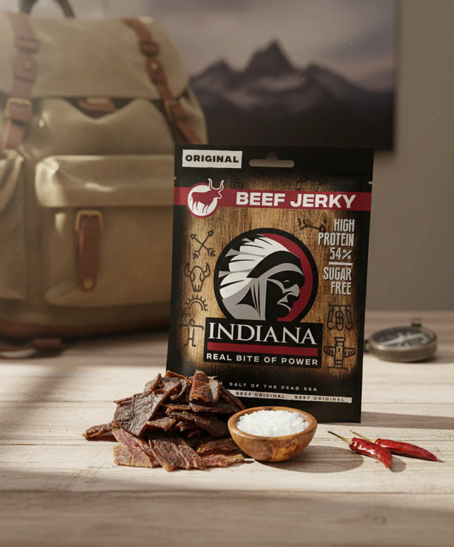 Indiana Beef Jerky Original 25g – Snack Proteico di Manzo ad Alto Contenuto Proteico