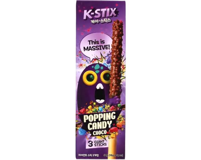 K-Stix Bastoncini Croccanti Cioccolato con Popping Candy 3 × 18 g (54 g)